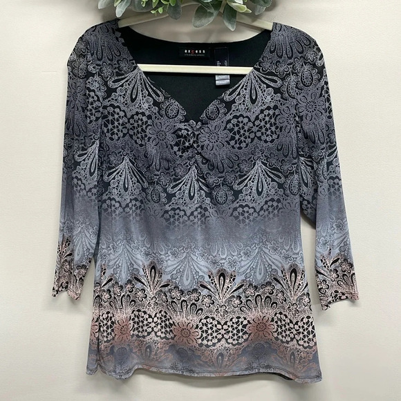 Axcess Tops - Axcess by Liz Claiborne 3/4 Sleeve Blouse Boho XL